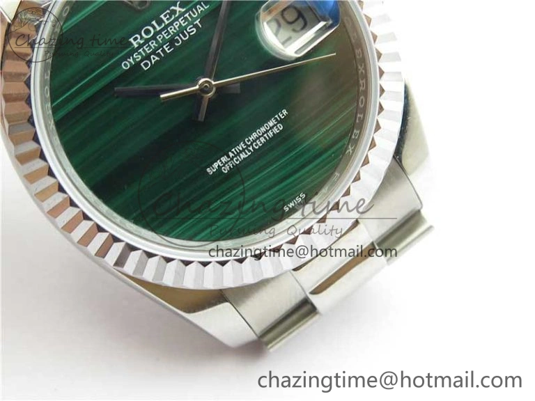 HighQuality DateJust 36mm SS EDF Best Edition Green Malachite Dial on SS President Bracelet A 2866