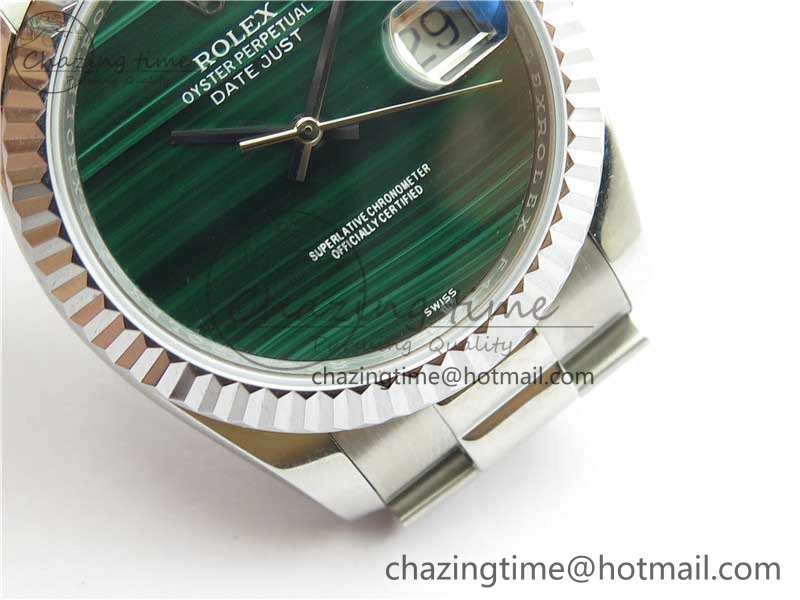 HighQuality DateJust 36mm SS EDF Best Edition Green Malachite Dial on SS President Bracelet A 2866