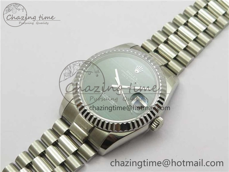 HighQuality DateJust 36mm SS EDF Best Edition Green Malachite Dial on SS President Bracelet A 2866