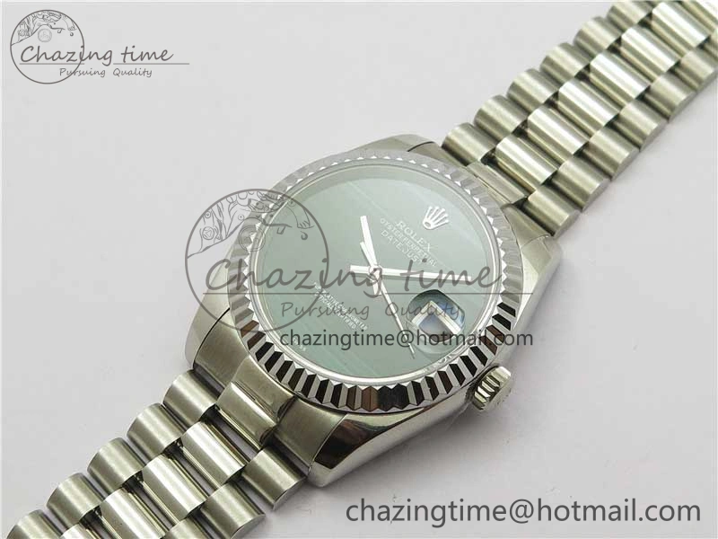 HighQuality DateJust 36mm SS EDF Best Edition Green Malachite Dial on SS President Bracelet A 2866