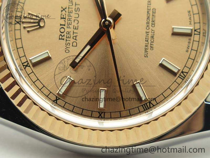 DateJust 36mm SS RG 116231 ARF 1:1 Best Edition Rose Gold Dial Fluted Bezel On SS RG Jubilee Bracelet SA Vibrant 3489