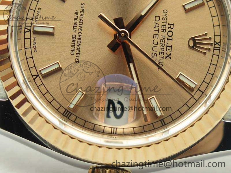 DateJust 36mm SS RG 116231 ARF 1:1 Best Edition Rose Gold Dial Fluted Bezel On SS RG Jubilee Bracelet SA Vibrant 3489