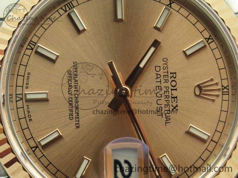 DateJust 36mm SS RG 116231 ARF 1:1 Best Edition Rose Gold Dial Fluted Bezel On SS RG Jubilee Bracelet SA Vibrant 3489