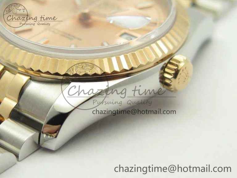 DateJust 36mm SS RG 116231 ARF 1:1 Best Edition Rose Gold Dial Fluted Bezel On SS RG Jubilee Bracelet SA Vibrant 3489