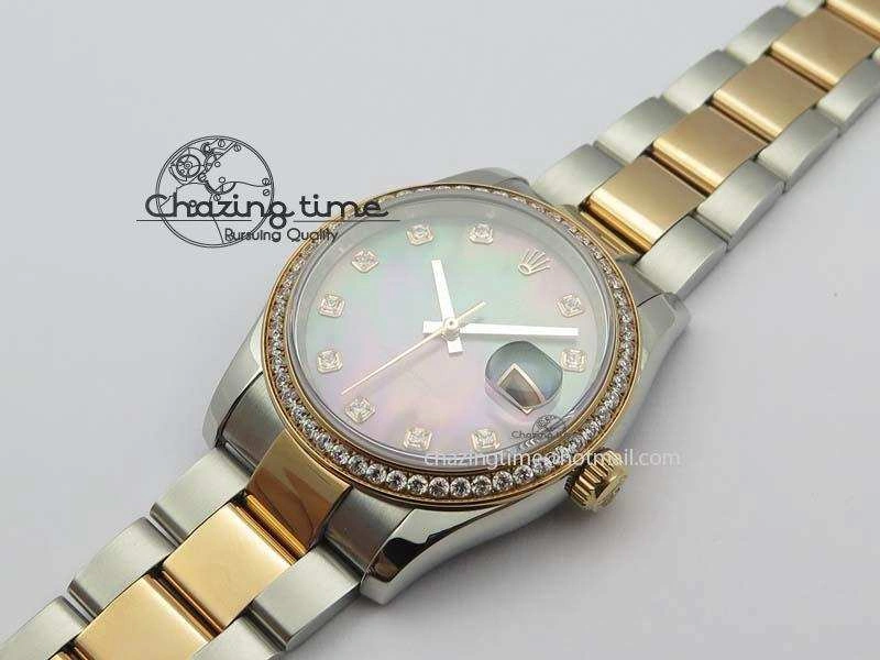DateJust 36mm SS RG BP-Maker Best Edition MOP Diamond Markers Dial On SS RG Bracelet A2824 V FastDry 3840