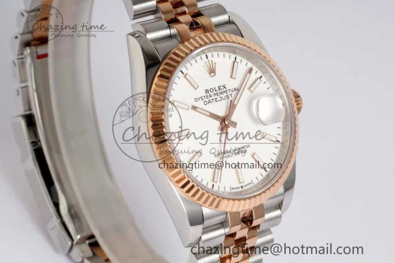 DateJust 36mm SS RG DIWF 1:1 Best Edition 904L Steel White Stick Dial on Jubilee Bracelet SA Reliable 2313