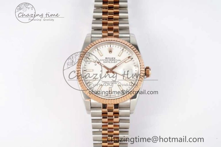 DateJust 36mm SS RG DIWF 1:1 Best Edition 904L Steel White Stick Dial on Jubilee Bracelet SA Reliable 2313
