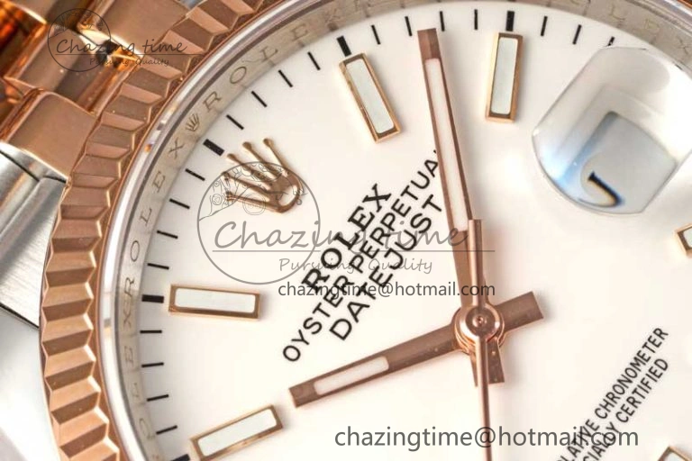 DateJust 36mm SS RG DIWF 1:1 Best Edition 904L Steel White Stick Dial on Jubilee Bracelet SA Reliable 2313