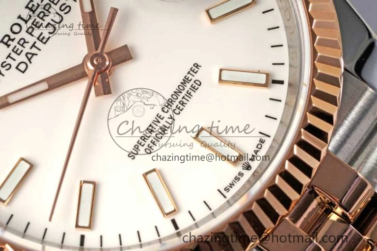 DateJust 36mm SS RG DIWF 1:1 Best Edition 904L Steel White Stick Dial on Jubilee Bracelet SA Reliable 2313