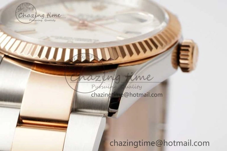 DateJust 36mm SS RG DIWF 1:1 Best Edition 904L Steel White Stick Dial on Jubilee Oyster SA HighQuality 10236