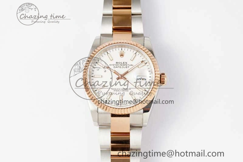 DateJust 36mm SS RG DIWF 1:1 Best Edition 904L Steel White Stick Dial on Jubilee Oyster SA HighQuality 10236