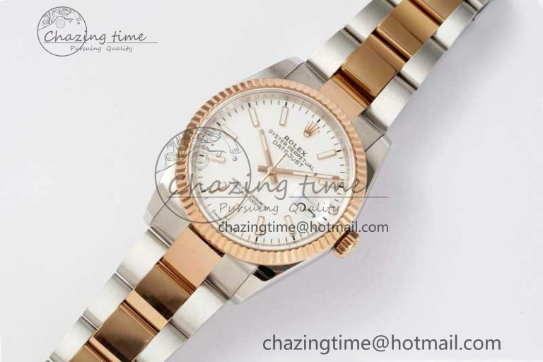 DateJust 36mm SS RG DIWF 1:1 Best Edition 904L Steel White Stick Dial on Jubilee Oyster SA HighQuality 10236