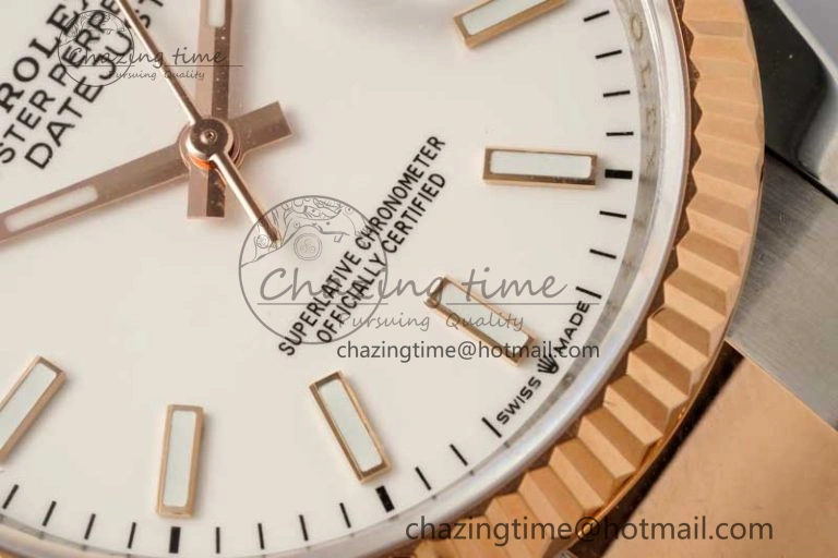 DateJust 36mm SS RG DIWF 1:1 Best Edition 904L Steel White Stick Dial on Jubilee Oyster SA HighQuality 10236