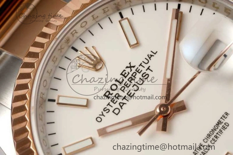 DateJust 36mm SS RG DIWF 1:1 Best Edition 904L Steel White Stick Dial on Jubilee Oyster SA HighQuality 10236