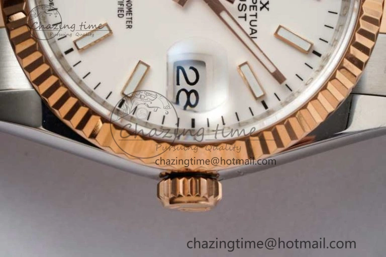 DateJust 36mm SS RG DIWF 1:1 Best Edition 904L Steel White Stick Dial on Jubilee Oyster SA HighQuality 10236