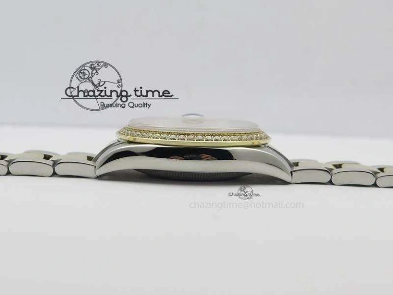 WrinkleFree DateJust 36mm SS YG BP-Maker Best Edition Diamond Bezel White Dial On SS YG Bracelet A2824 V 3829