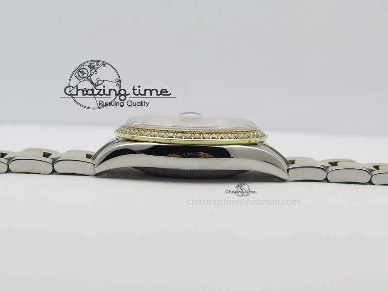 WrinkleFree DateJust 36mm SS YG BP-Maker Best Edition Diamond Bezel White Dial On SS YG Bracelet A2824 V 3829