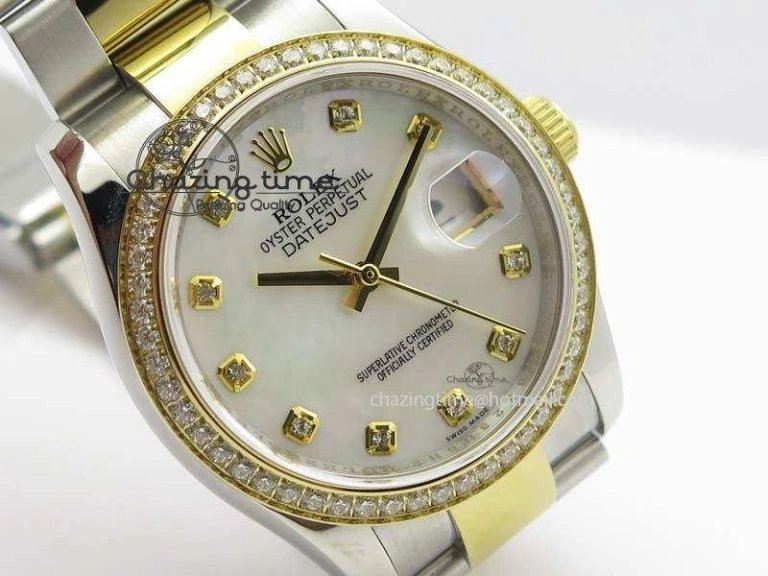 DateJust 36mm SS YG BP-Maker Best Edition Diamond Bezel White MOP Dial On SS YG Bracelet A2824 V Premium 3839