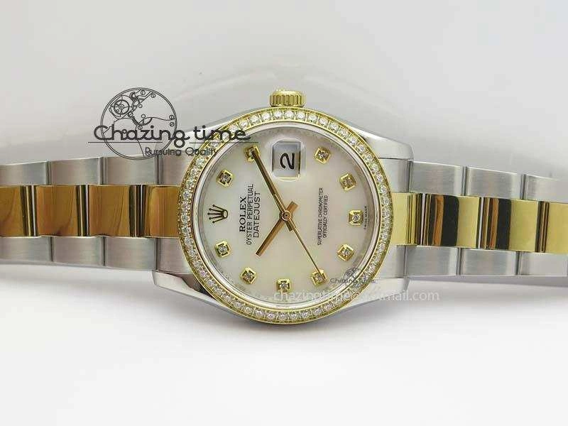 DateJust 36mm SS YG BP-Maker Best Edition Diamond Bezel White MOP Dial On SS YG Bracelet A2824 V Premium 3839