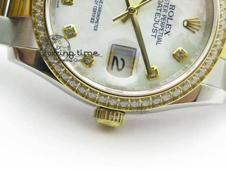 DateJust 36mm SS YG BP-Maker Best Edition Diamond Bezel White MOP Dial On SS YG Bracelet A2824 V Premium 3839