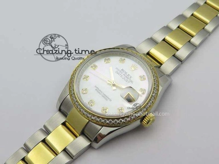 DateJust 36mm SS YG BP-Maker Best Edition Diamond Bezel White MOP Dial On SS YG Bracelet A2824 V Premium 3839