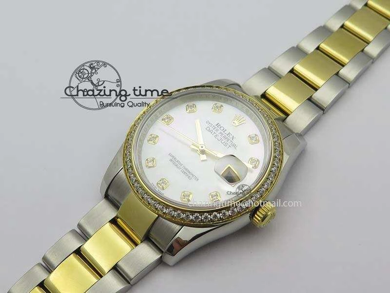 DateJust 36mm SS YG BP-Maker Best Edition Diamond Bezel White MOP Dial On SS YG Bracelet A2824 V Premium 3839