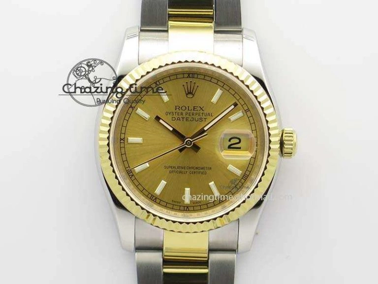 DateJust 36mm SS YG BP-Maker Best Edition Gold Dial On SS YG Bracelet A2824 V Supportive 3838