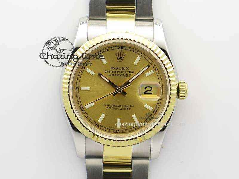 DateJust 36mm SS YG BP-Maker Best Edition Gold Dial On SS YG Bracelet A2824 V Supportive 3838