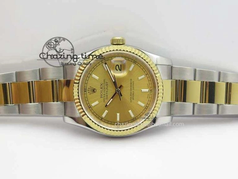 DateJust 36mm SS YG BP-Maker Best Edition Gold Dial On SS YG Bracelet A2824 V Supportive 3838