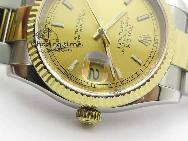 DateJust 36mm SS YG BP-Maker Best Edition Gold Dial On SS YG Bracelet A2824 V Supportive 3838