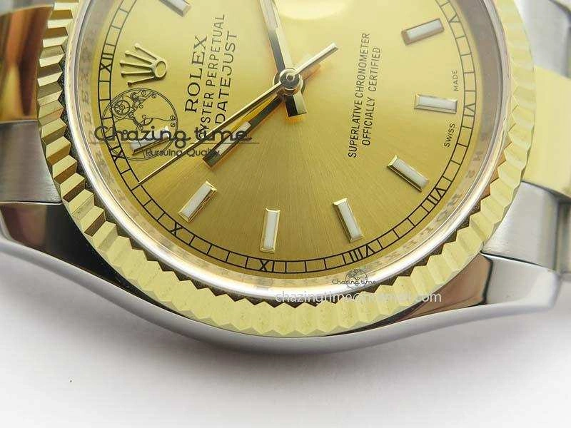DateJust 36mm SS YG BP-Maker Best Edition Gold Dial On SS YG Bracelet A2824 V Supportive 3838