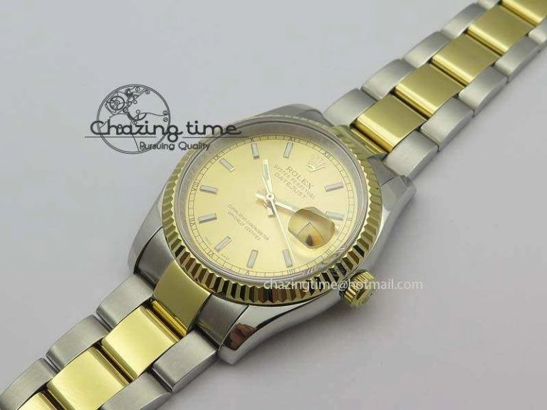 DateJust 36mm SS YG BP-Maker Best Edition Gold Dial On SS YG Bracelet A2824 V Supportive 3838