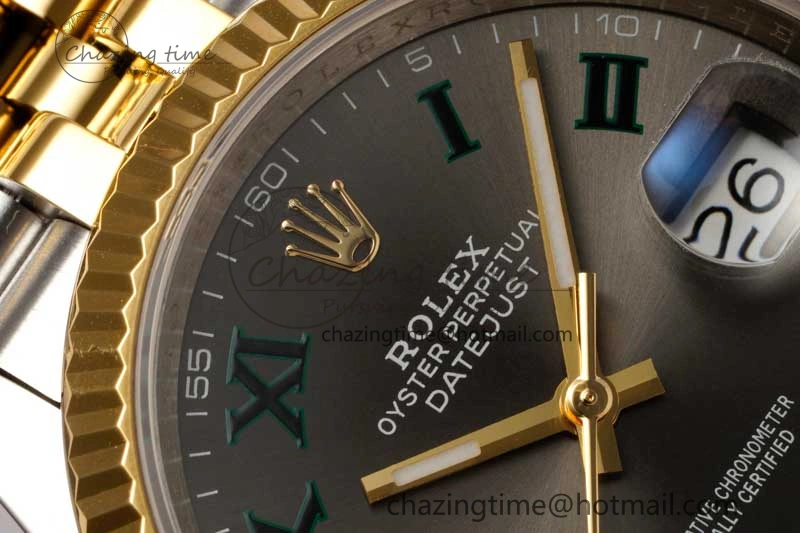 Sleek DateJust 36mm SS YG DIWF 1:1 Best Edition 904L Steel Gray Dial Green Markers on Jubilee Bracelet SA 2309
