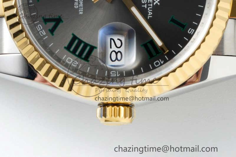 Sleek DateJust 36mm SS YG DIWF 1:1 Best Edition 904L Steel Gray Dial Green Markers on Jubilee Bracelet SA 2309