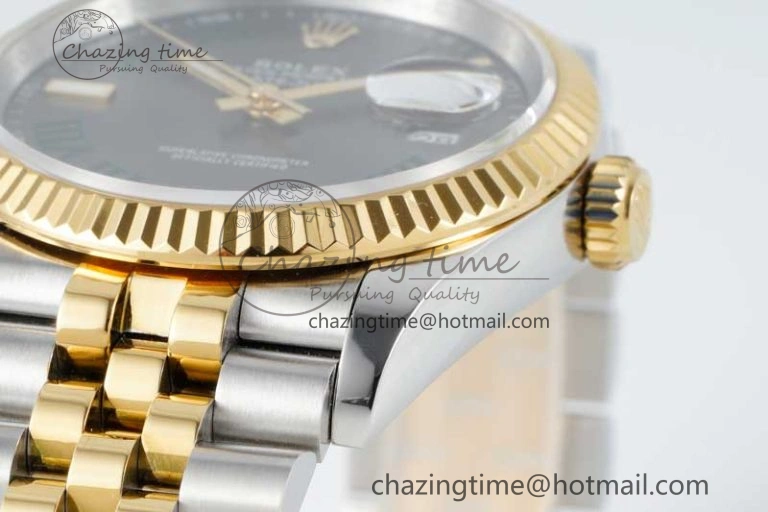 Sleek DateJust 36mm SS YG DIWF 1:1 Best Edition 904L Steel Gray Dial Green Markers on Jubilee Bracelet SA 2309