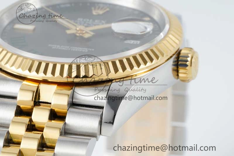 Sleek DateJust 36mm SS YG DIWF 1:1 Best Edition 904L Steel Gray Dial Green Markers on Jubilee Bracelet SA 2309