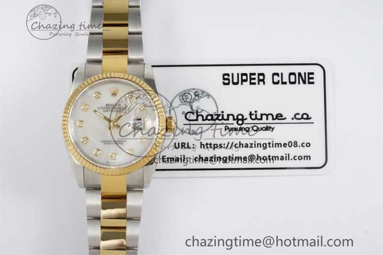 DateJust 36mm SS YG DIWF 1:1 Best Edition 904L Steel White MOP Diamonds Dial on Oyster Bracelet SA Supportive 10240