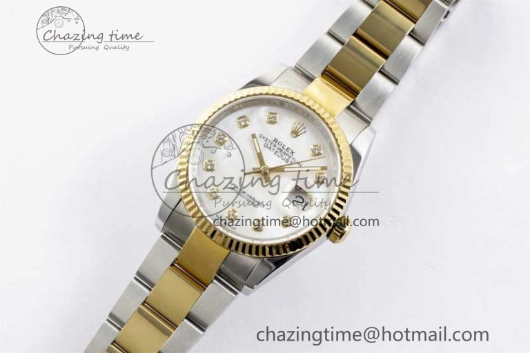 DateJust 36mm SS YG DIWF 1:1 Best Edition 904L Steel White MOP Diamonds Dial on Oyster Bracelet SA Supportive 10240