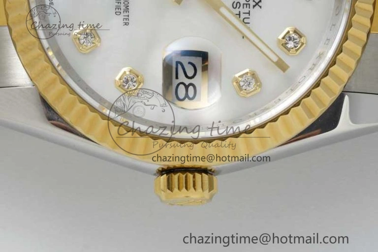 DateJust 36mm SS YG DIWF 1:1 Best Edition 904L Steel White MOP Diamonds Dial on Oyster Bracelet SA Supportive 10240