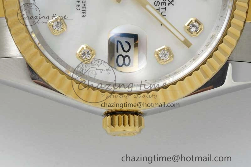 DateJust 36mm SS YG DIWF 1:1 Best Edition 904L Steel White MOP Diamonds Dial on Oyster Bracelet SA Supportive 10240