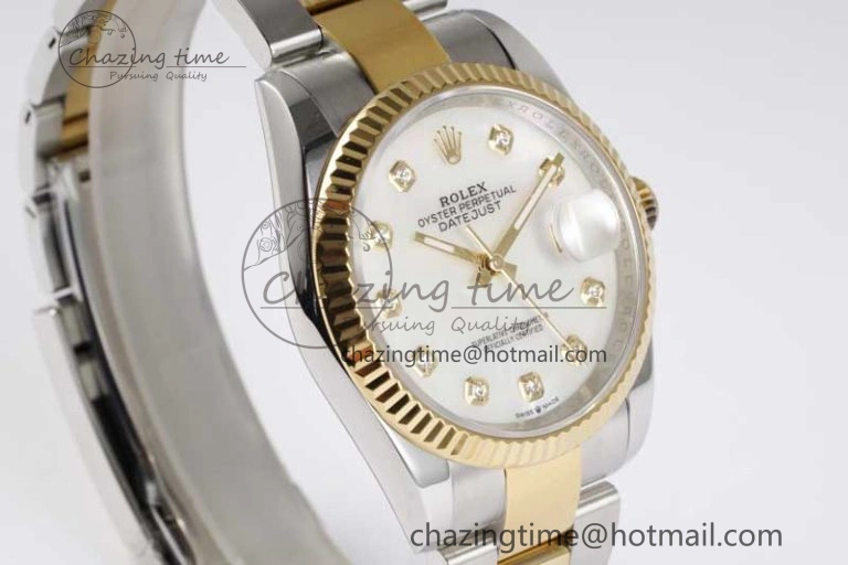 DateJust 36mm SS YG DIWF 1:1 Best Edition 904L Steel White MOP Diamonds Dial on Oyster Bracelet SA Supportive 10240