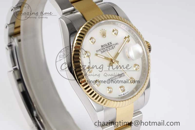 DateJust 36mm SS YG DIWF 1:1 Best Edition 904L Steel White MOP Diamonds Dial on Oyster Bracelet SA Supportive 10240