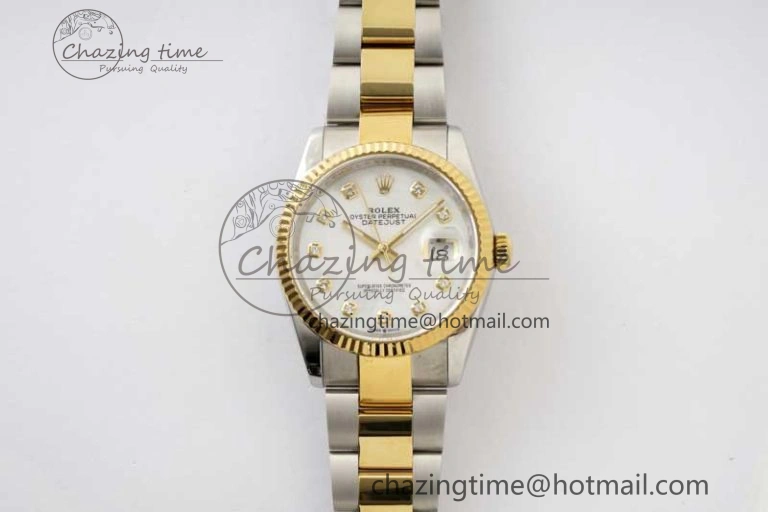 GoodFit DateJust 36mm SS YG DIWF 1:1 Best Edition 904L Steel White MOP Diamonds Dial on Oyster Bracelet SA 2316