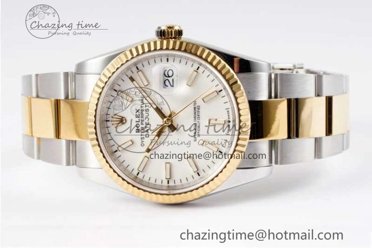 DateJust 36mm SS YG DIWF 1:1 Best Edition 904L Steel White Stick Dial on Oyster Bracelet SA Cozy 2315