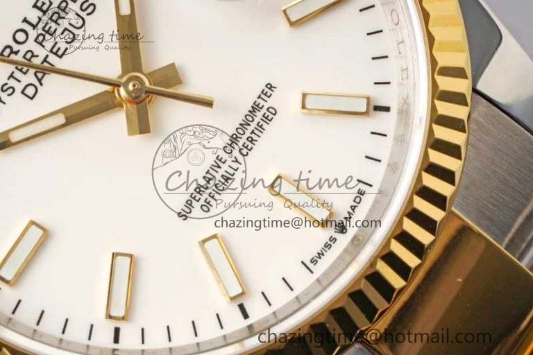 DateJust 36mm SS YG DIWF 1:1 Best Edition 904L Steel White Stick Dial on Oyster Bracelet SA Cozy 2315