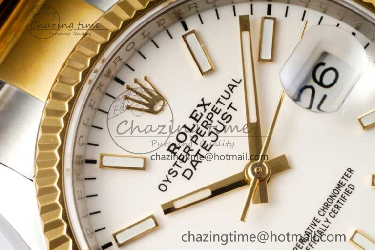 DateJust 36mm SS YG DIWF 1:1 Best Edition 904L Steel White Stick Dial on Oyster Bracelet SA Cozy 2315
