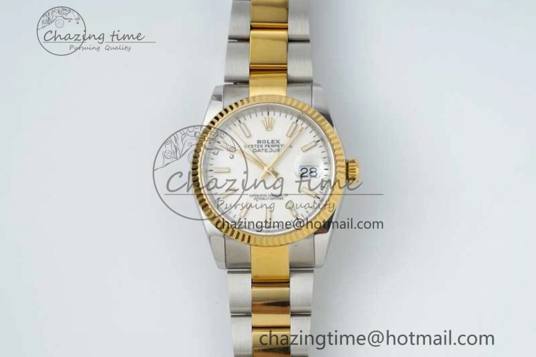DateJust 36mm SS YG DIWF 1:1 Best Edition 904L Steel White Stick Dial on Oyster Bracelet SA Premium 10237