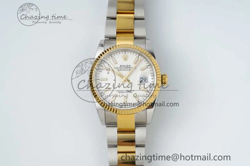 DateJust 36mm SS YG DIWF 1:1 Best Edition 904L Steel White Stick Dial on Oyster Bracelet SA Cozy 2315