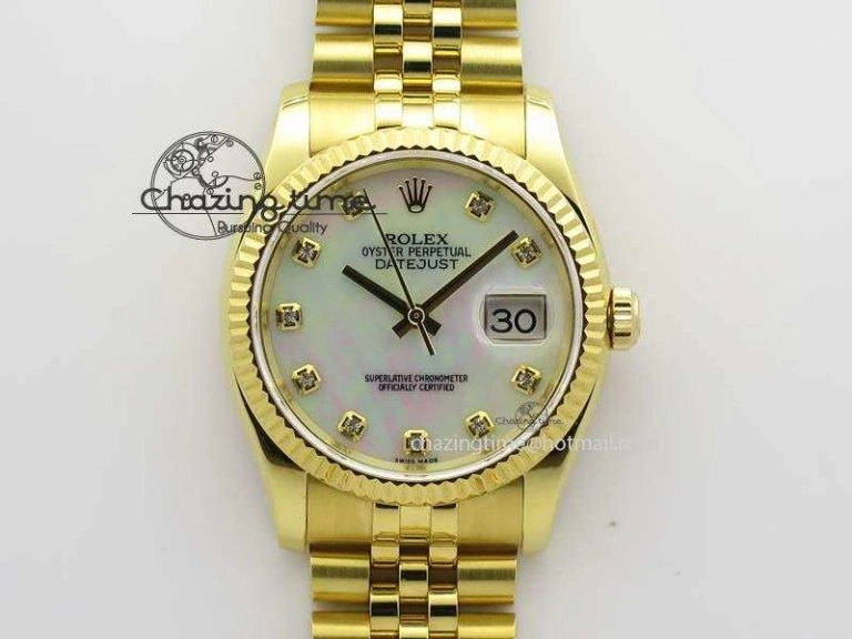 DateJust 36mm Wrapped YG BP-Maker Best Edition White MOP Dial On Wrapped YG Bracelet ETA Unisex 3835