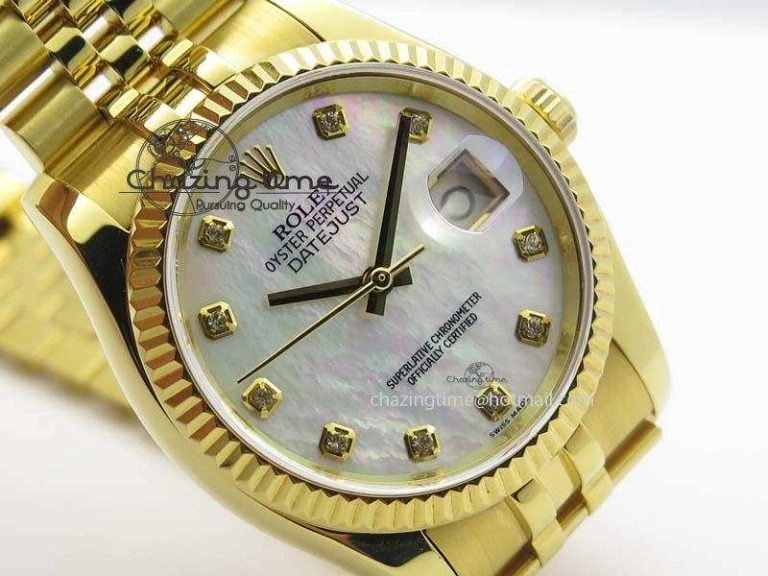 DateJust 36mm Wrapped YG BP-Maker Best Edition White MOP Dial On Wrapped YG Bracelet ETA Unisex 3835